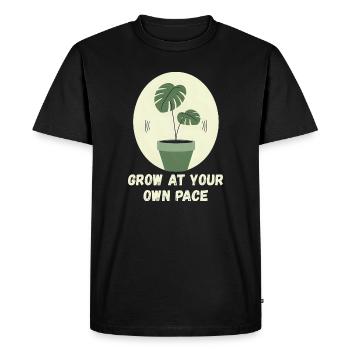 Chacun grandit à son rythme - T-shirt Premium bio Homme - noir - Devant - Nico (187cm)