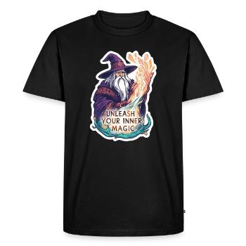 Vieux magicien sorcier - Libérez votre magie intérieure - T-shirt Premium bio Homme - noir - Devant - Nico (187cm)