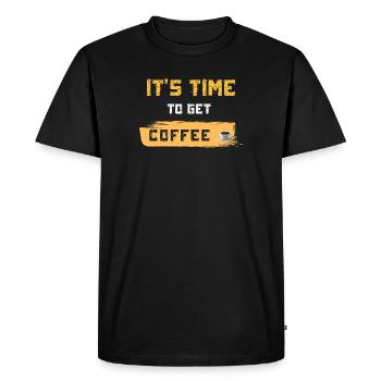 Il est temps d’aller prendre un café - T-shirt Premium bio Homme - noir - Devant - Nico (187cm)