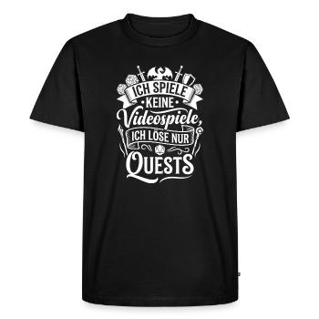 I don't play video games – I solve quests - Men's Premium Organic T-Shirt - black - Front - Nico (187cm)