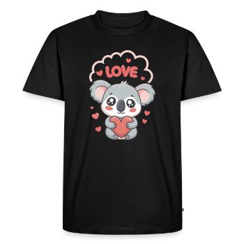 Koala Cœur Love Doux - T-shirt Premium bio Homme - noir - Devant - Nico (187cm)