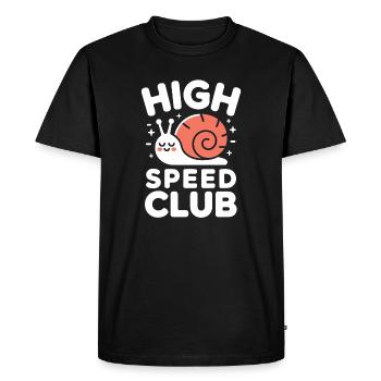 High Speed Club Snail - Men's Premium Organic T-Shirt - black - Front - Nico (187cm)