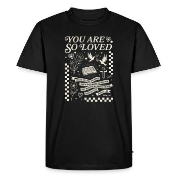 Vous êtes aimés - Jean 3:16 Art - T-shirt Premium bio Homme - noir - Devant - Nico (187cm)
