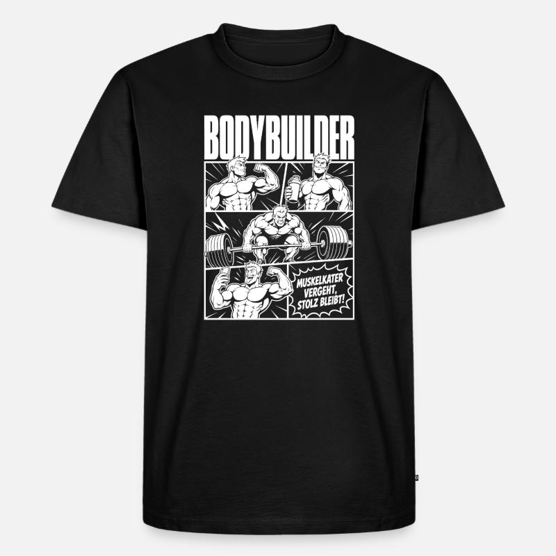 Bodybuilder Training Comic Stolz - Männer Premium Bio T-Shirt - Schwarz