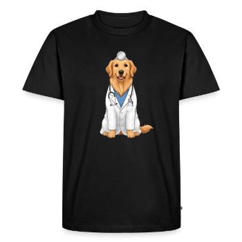 Le chien Golden Retriever en tant que médecin - T-shirt Premium bio Homme - noir - Devant - Nico (187cm)