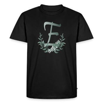 Letter E with plants - Men's Premium Organic T-Shirt - black - Front - Nico (187cm)