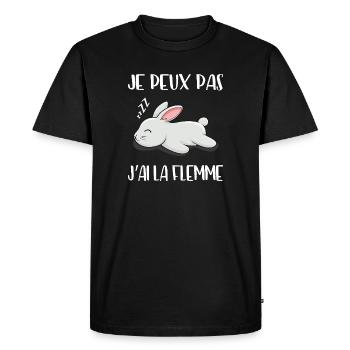 Je Peux Pas J'ai La Flemme - Lapin - T-shirt Premium bio Homme - noir - Devant - Nico (187cm)