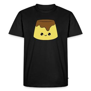 cute smiling pudding dessert, pudding doux - T-shirt Premium bio Homme - noir - Devant - Nico (187cm)