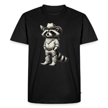 Cowboy Raccoon Western Vintage Drawing - Men's Premium Organic T-Shirt - black - Front - Nico (187cm)