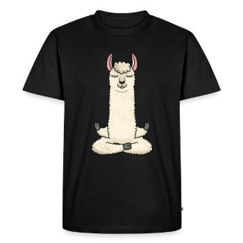 Yoga animalier tendance lama alpaga - T-shirt Premium bio Homme - noir - Devant - Nico (187cm)