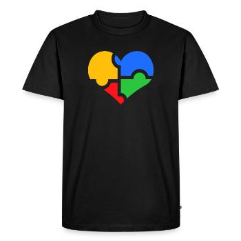 Puzzle coeur d'amour autiste autiste - T-shirt Premium bio Homme - noir - Devant - Nico (187cm)