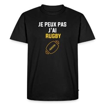 J'peux pas j'ai rugby - T-shirt Premium bio Homme - noir - Devant - Nico (187cm)