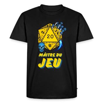 D20 Aventures JDR Maître du Jeu - T-shirt Premium bio Homme - noir - Devant - Nico (187cm)