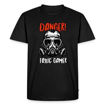 Danger Joueur toxique ! - T-shirt Premium bio Homme - noir - Devant - Nico (187cm)