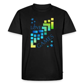 I love games - Men's Premium Organic T-Shirt - black - Front - Nico (187cm)