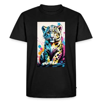 Snow Leopard | Leopard | Predator - Men's Premium Organic T-Shirt - black - Front - Nico (187cm)