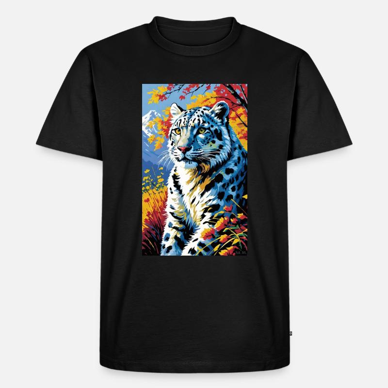 Léopard des neiges | Léopard | Prédateur - T-shirt Premium bio Homme - noir