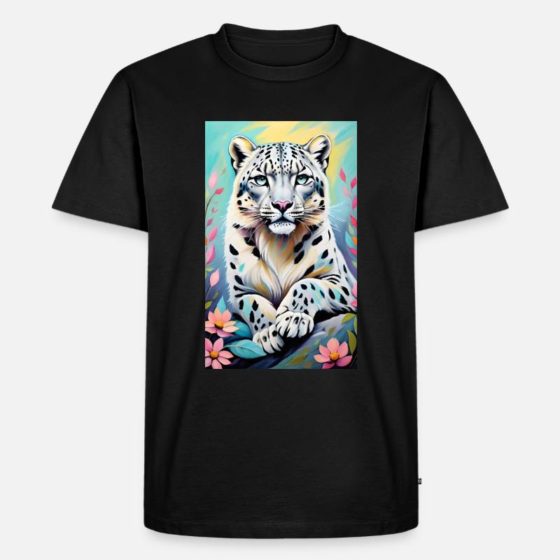 Schneeleopard | Leopard | Raubtier - Männer Premium Bio T-Shirt - Schwarz