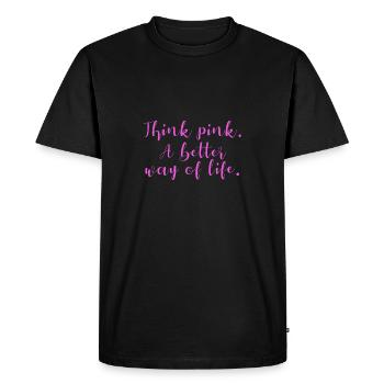 Pense rose - T-shirt Premium bio Homme - noir - Devant - Nico (187cm)