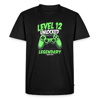 Niveau 12 Anniversaire Garçon Gamer 12e anniversaire - T-shirt Premium bio Homme - noir - Devant - Nico (187cm)