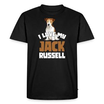 Doux chien, j'aime mon design Jack Russel - T-shirt Premium bio Homme - noir - Devant - Nico (187cm)