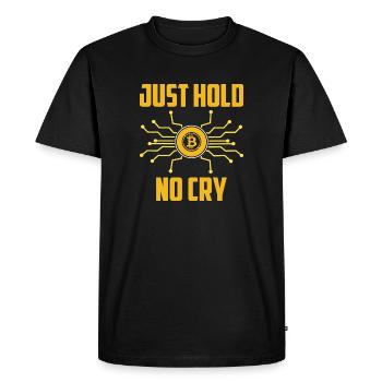 Just Hold No cry - Men's Premium Organic T-Shirt - black - Front - Nico (187cm)
