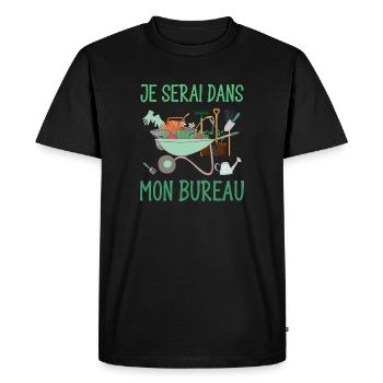 je serai dans mon bureau - T-shirt Premium bio Homme - noir - Devant - Nico (187cm)
