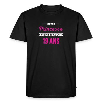 Cette Princesse vient d'avoir 19 ans - T-shirt Premium bio Homme - noir - Devant - Nico (187cm)
