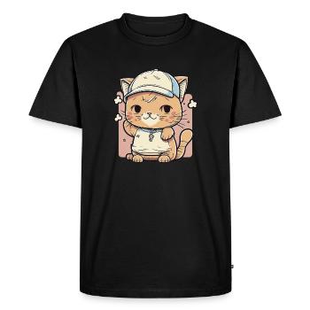 Chat mignon portant un chapeau 2 - T-shirt Premium bio Homme - noir - Devant - Nico (187cm)