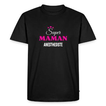 Super maman anesthesiste citation - T-shirt Premium bio Homme - noir - Devant - Nico (187cm)