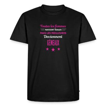femmes naissent les meilleurs Gémeaux - T-shirt Premium bio Homme - noir - Devant - Nico (187cm)