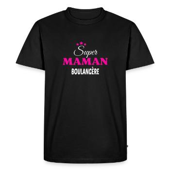 Super maman boulangère citation - T-shirt Premium bio Homme - noir - Devant - Nico (187cm)