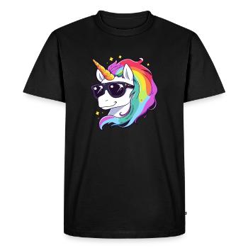 Licorne cool à lunettes de soleil - T-shirt Premium bio Homme - noir - Devant - Nico (187cm)