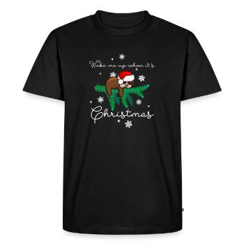 Wake Me Up When Its Christmas - Men's Premium Organic T-Shirt - black - Front - Nico (187cm)