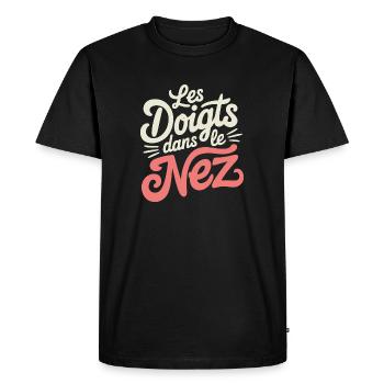 Les doigts dans le nez - T-shirt Premium bio Homme - noir - Devant - Nico (187cm)