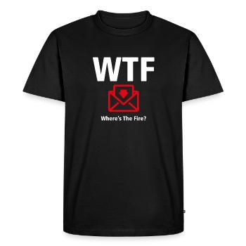 T-Shirt WTF - Où est le feu ? 03 - T-shirt Premium bio Homme - noir - Devant - Nico (187cm)