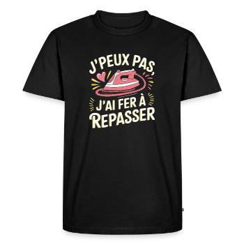 J'peux pas j'ai fer à repasser - T-shirt Premium bio Homme - noir - Devant - Nico (187cm)
