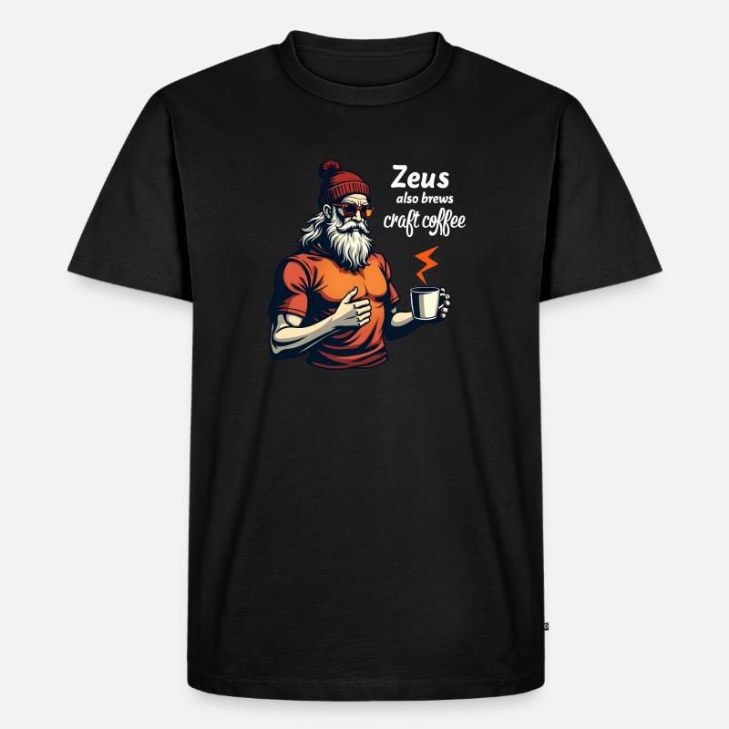 Zeus also brews craft coffee! - Männer Premium Bio T-Shirt - Schwarz