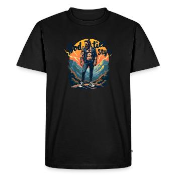 Style de niveau divin - Hipster Zeus - T-shirt Premium bio Homme - noir - Devant - Nico (187cm)