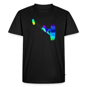 Kite Surf Arc-en-ciel Couleurs Polygone Sport - T-shirt Premium bio Homme - noir - Devant - Nico (187cm)
