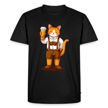 Bavaria Cat Beer Cat Love Leather Pants - Men's Premium Organic T-Shirt - black - Front - Nico (187cm)