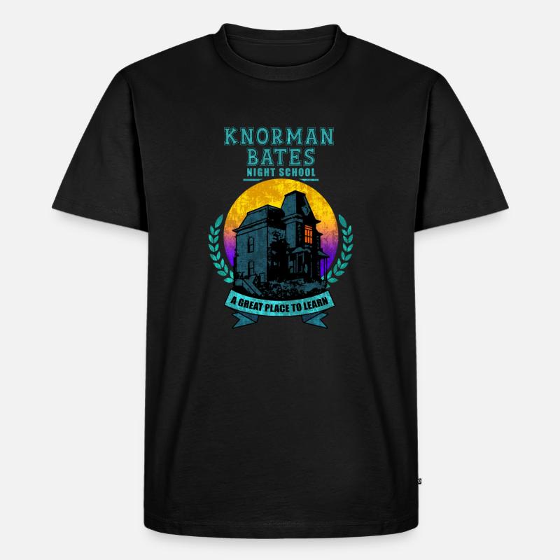 KNORMAN BATES NACHTSCHULE - Männer Premium Bio T-Shirt - Schwarz