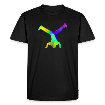 Breakdance Rainbow Colors Polygon Sport - Men's Premium Organic T-Shirt - black - Front - Nico (187cm)