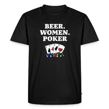 Bière Femmes Poker Casino Gambler Parieur Parieur - T-shirt Premium bio Homme - noir - Devant - Nico (187cm)