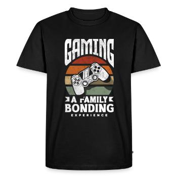 Jeu Une expérience de lien familial Fête des pères - T-shirt Premium bio Homme - noir - Devant - Nico (187cm)