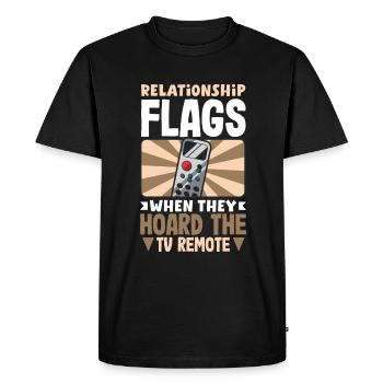 Relation Beige Flags TV Thésaurisation à distance - T-shirt Premium bio Homme - noir - Devant - Nico (187cm)