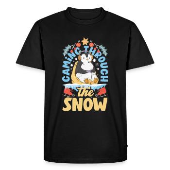 Mode inspirée du jeu Jeux sur le thème des Fêtes - T-shirt Premium bio Homme - noir - Devant - Nico (187cm)