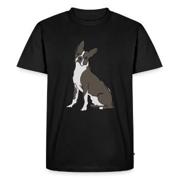Dessin au trait du Boston Terrier - T-shirt Premium bio Homme - noir - Devant - Nico (187cm)