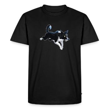 Jumping Border Collie Cartoon Style - T-shirt Premium bio Homme - noir - Devant - Nico (187cm)