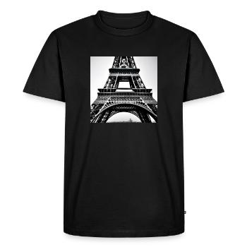 Elégance éternelle - Tour Eiffel à Paris - T-shirt Premium bio Homme - noir - Devant - Nico (187cm)